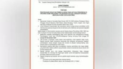 Pemprov Sumbar Alihkan Belajar Tatap Muka ke PJJ akibat Cuaca Ekstrem, Berlaku 27–29 November 2025